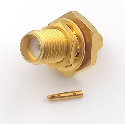 Gold Plated SMA Coaxial Connector Female Pin Crimp For Semi - Rigid Cable