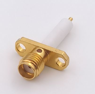 50 Ohm Female Sma Connector Pcb Mount  With 2 Holes Flange Gold Plated