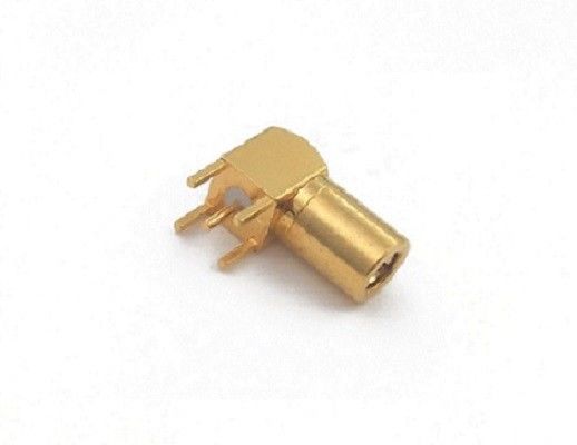 SMB Female Right Angle Rf Connector  Gold Plated  500 Cycles Life Cycle