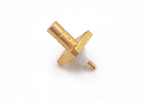Gold Plated  Waterproof Coaxial Connector Smb Antenna Connector With Four Holes Flange Mounting
