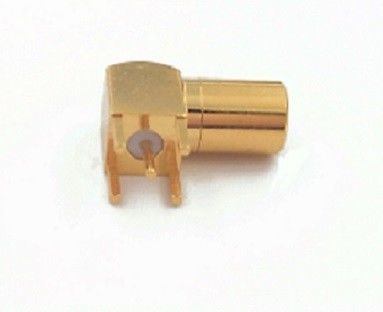 SMB Female Right Angle Rf Connector  Gold Plated  500 Cycles Life Cycle
