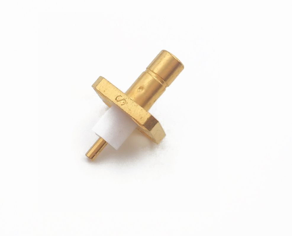 Gold Plated  Waterproof Coaxial Connector Smb Antenna Connector With Four Holes Flange Mounting
